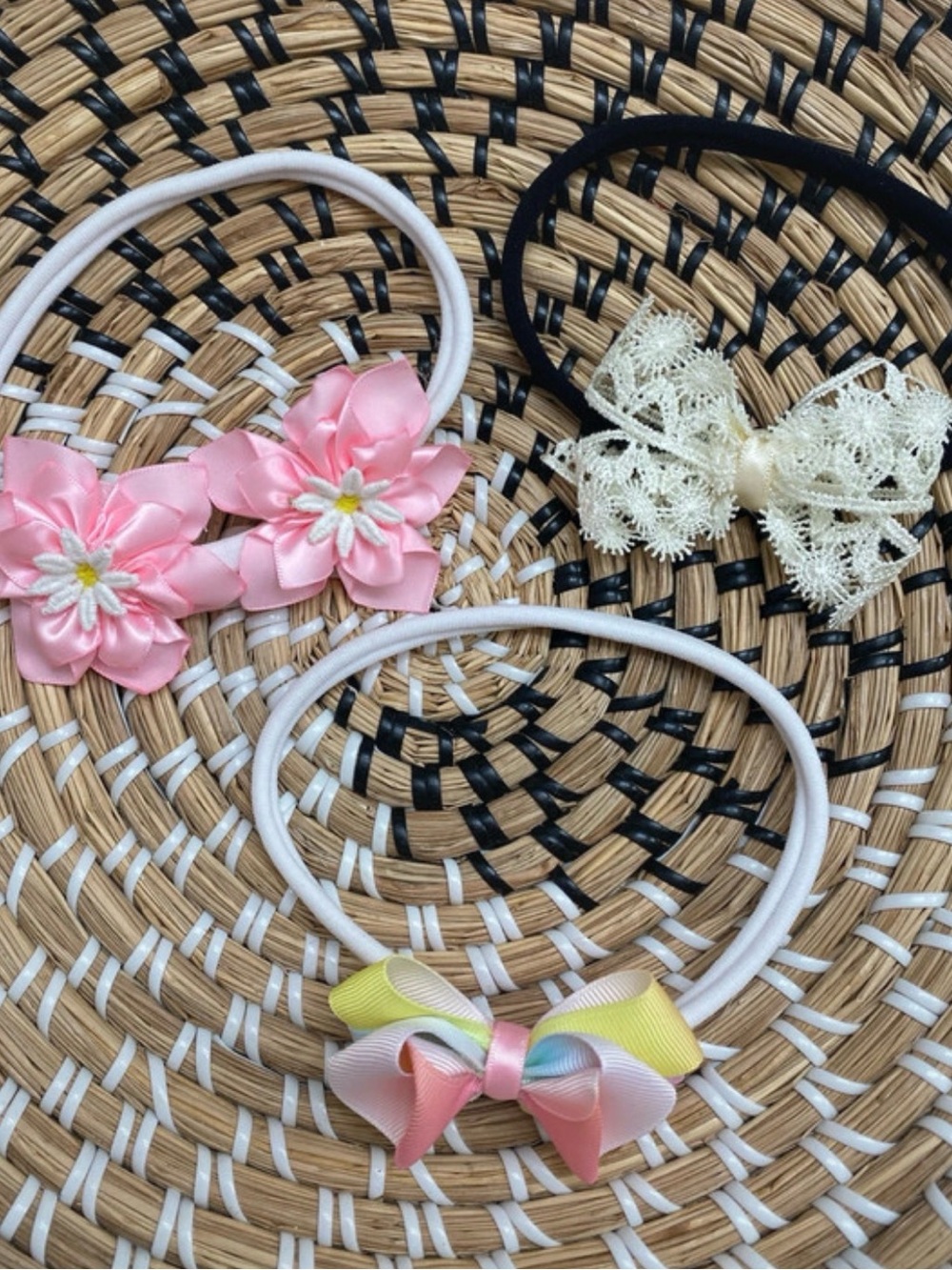 Handcrafted Set of 3 Elastic Baby Hair Bands